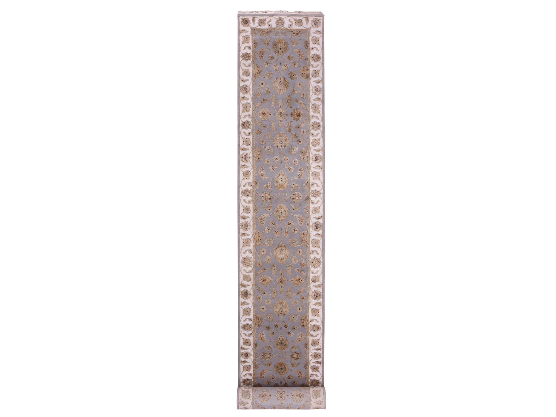 Rajasthan Traditional hand-knotted wool runner in Blue, 2'8" x 21'0", SKU O075364