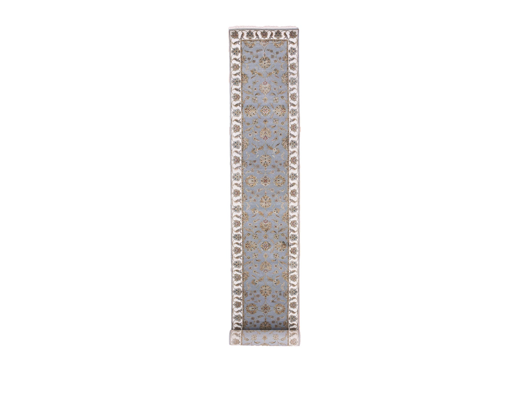 Rajasthan Traditional hand-knotted wool runner in Blue, 2'7" x 18'8", SKU O075365