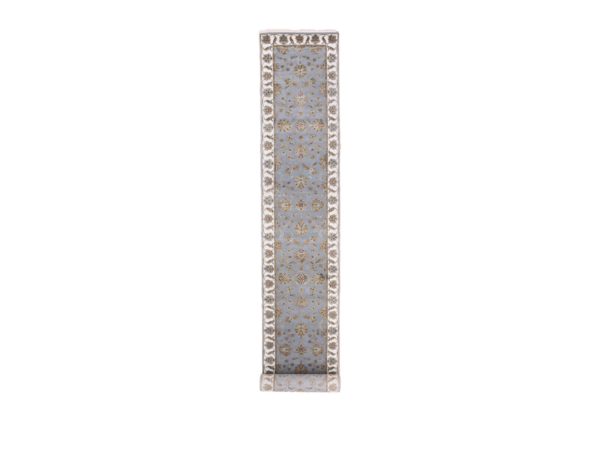 Rajasthan Traditional hand-knotted wool runner in Blue, 2'7" x 18'8", SKU O075365