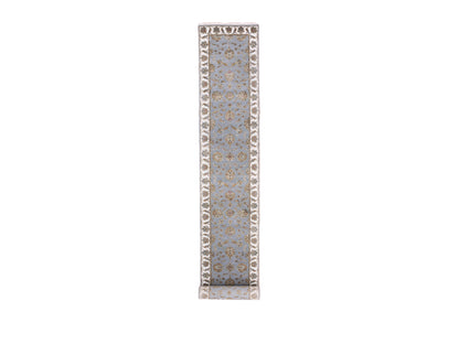 Rajasthan Traditional hand-knotted wool runner in Blue, 2'7" x 18'8", SKU O075365
