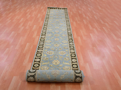 Grey 2'7" x 18'2" Rajasthan Hand knotted Wool/Silk Rug - Sku: O075366