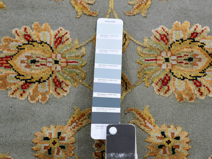 Grey 2'7" x 18'2" Rajasthan Hand knotted Wool/Silk Rug - Sku: O075366