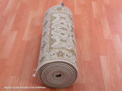 Ivory 2'7" x 20'7" Rajasthan Hand knotted Wool/Silk Rug - Sku: O075367