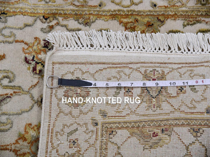 Ivory 2'7" x 20'7" Rajasthan Hand knotted Wool/Silk Rug - Sku: O075367