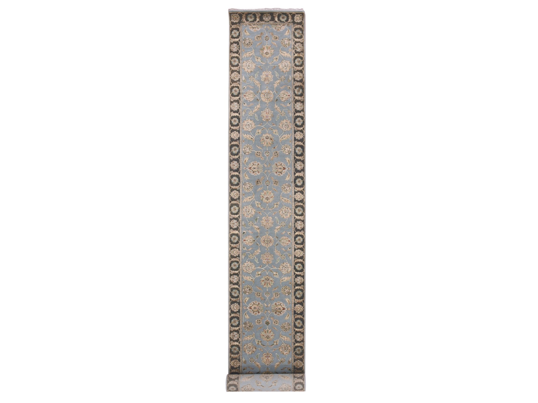 Rajasthan Traditional hand-knotted wool runner in Gray, 2'8" x 20'8", SKU O075371