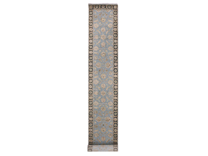 Grey 2'8" x 20'8" Rajasthan Hand knotted Wool Rug - Sku: O075371