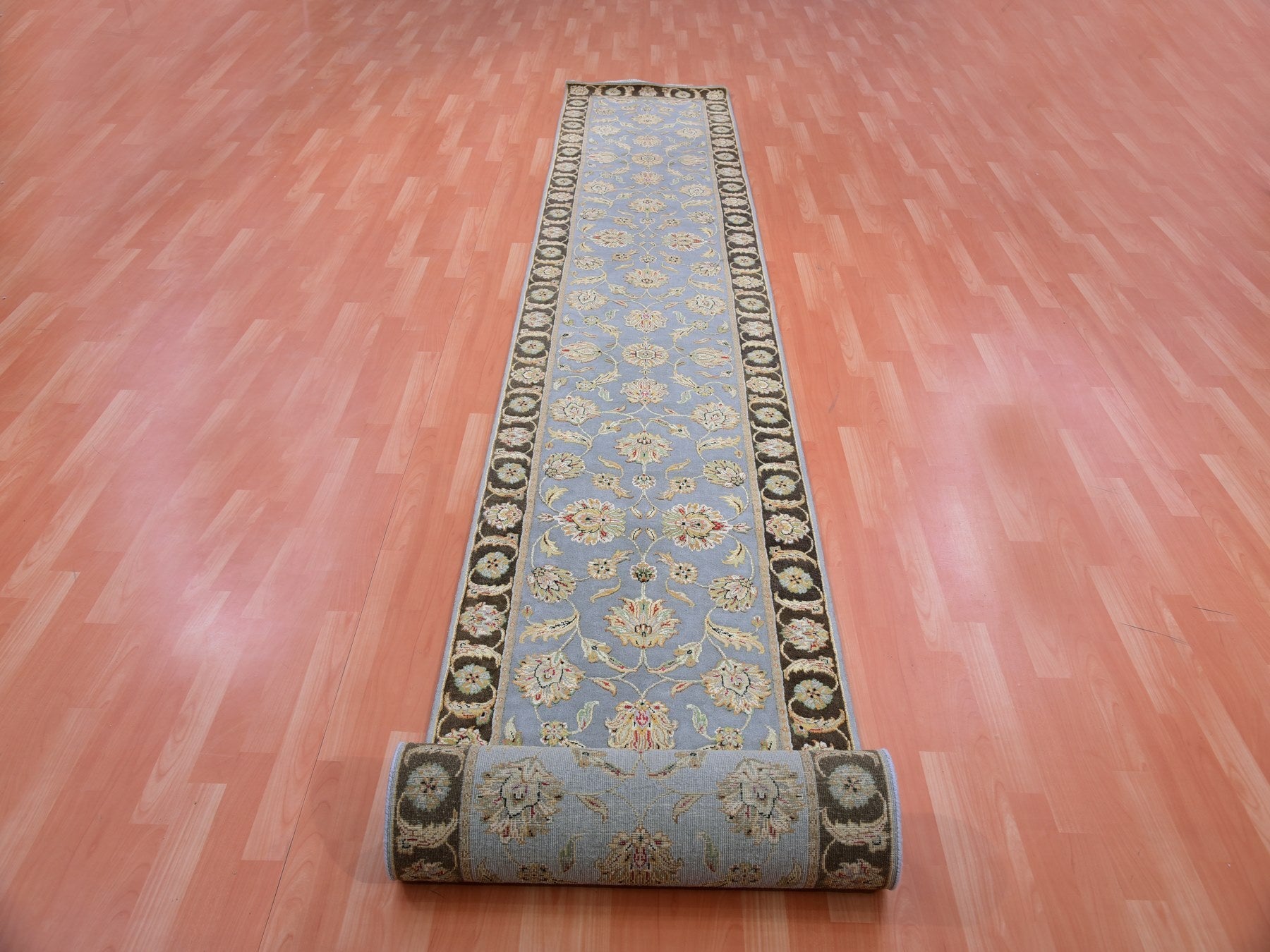 Rajasthan Traditional hand-knotted wool runner in Gray, 2'8" x 20'8", SKU O075371