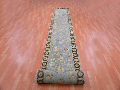 Grey 2'8" x 20'8" Rajasthan Hand knotted Wool Rug - Sku: O075371