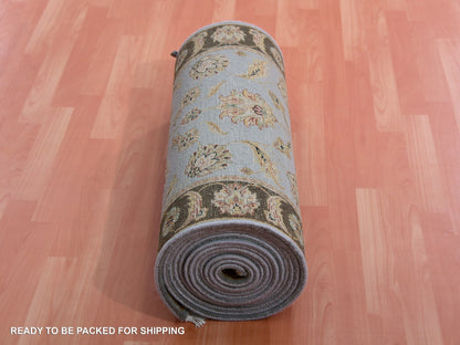 Grey 2'8" x 20'8" Rajasthan Hand knotted Wool Rug - Sku: O075371