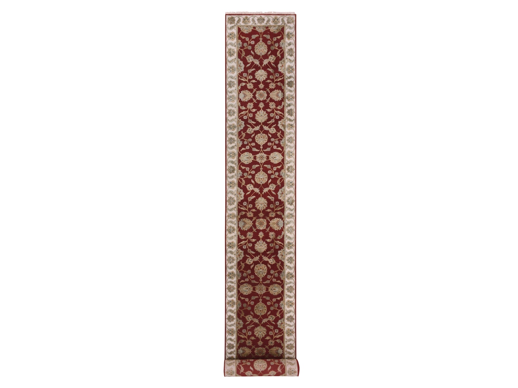 Rajasthan Traditional hand-knotted wool runner in Red, 2'8" x 21'0", SKU O075373