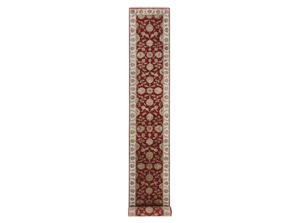 Red 2'8" x 21'0" Traditional Hand knotted Wool Rug - Sku: O075373