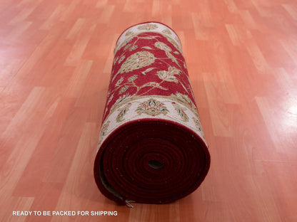 Red 2'8" x 21'0" Traditional Hand knotted Wool Rug - Sku: O075373