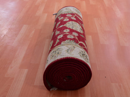 Red 2'7" x 16'4" Traditional Hand knotted Wool Rug - Sku: O075375