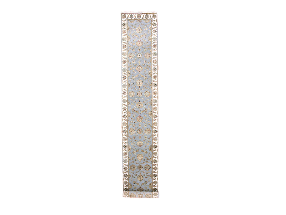 Rajasthan Traditional hand-knotted wool runner in Blue, 2'8" x 17'1", SKU O075376