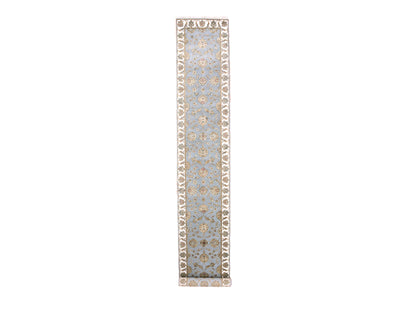 Rajasthan Traditional hand-knotted wool runner in Blue, 2'8" x 17'1", SKU O075376