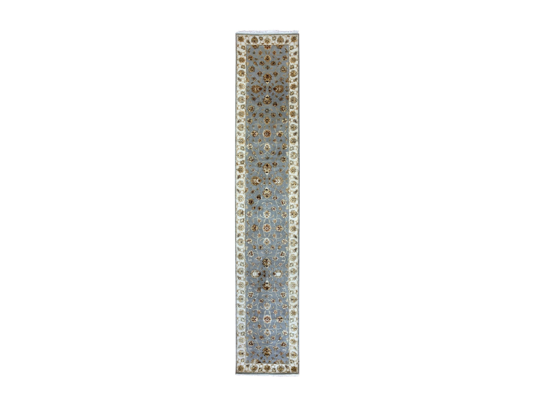 Rajasthan Traditional hand-knotted wool runner in Blue, 2'7" x 14'0", SKU O075377