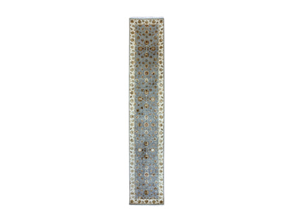 Rajasthan Traditional hand-knotted wool runner in Blue, 2'7" x 14'0", SKU O075377