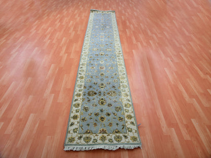 Blue 2'7" x 14'0" Rajasthan Hand knotted Wool Rug - Sku: O075377