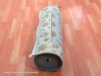 Rajasthan Traditional hand-knotted wool runner in Blue, 2'7" x 14'0", SKU O075377