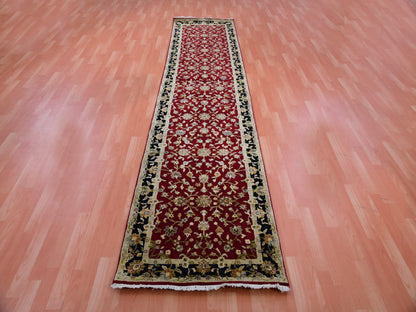 Red 2'9" x 12'3" Traditional Hand knotted Wool Rug - Sku: O075378