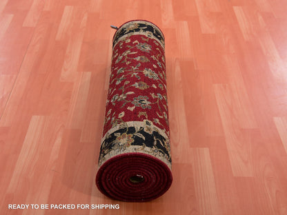 Red 2'9" x 12'3" Traditional Hand knotted Wool Rug - Sku: O075378