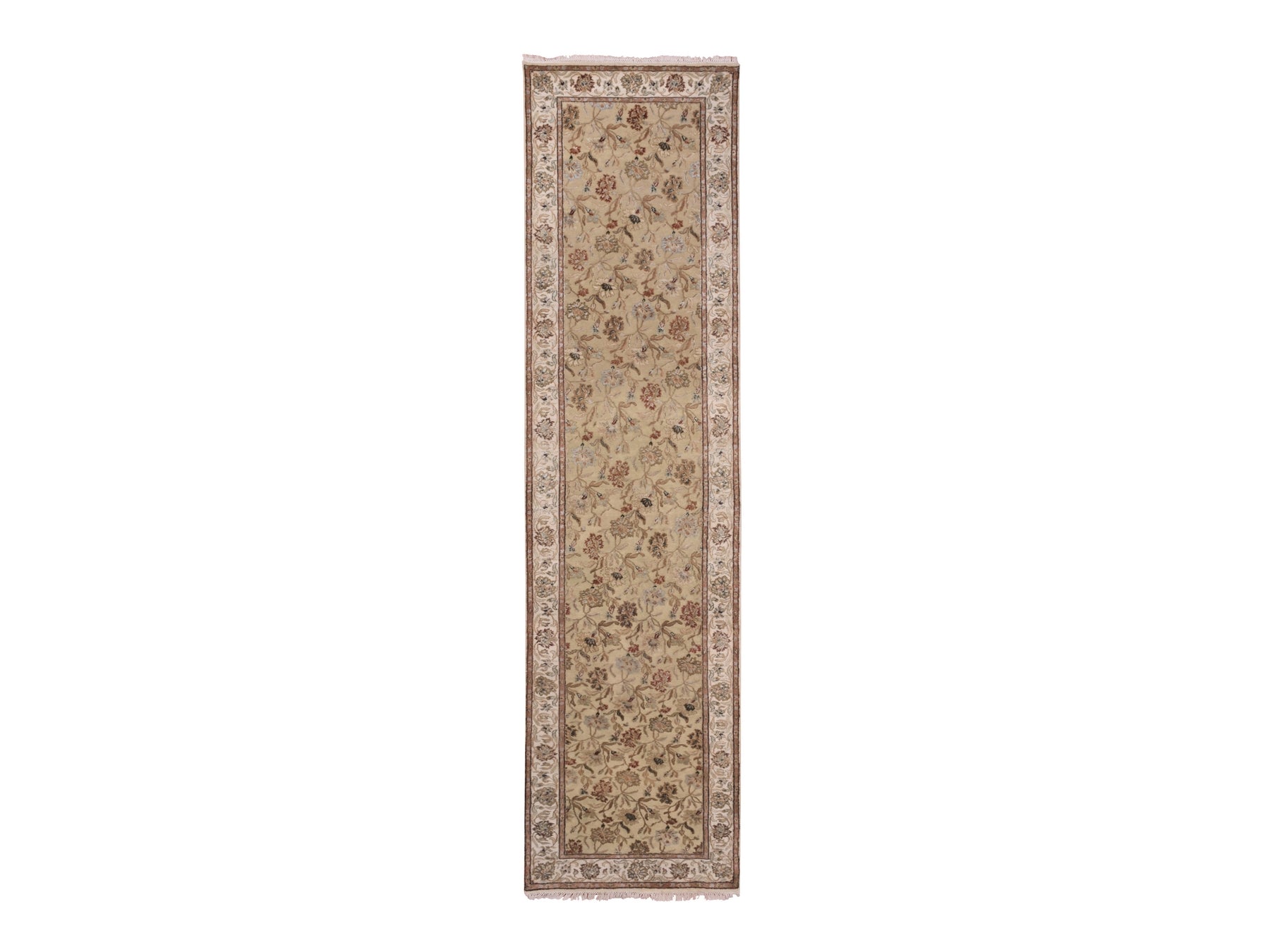 Rajasthan Traditional hand-knotted wool runner in Green, 3'0" x 12'1", SKU O075379