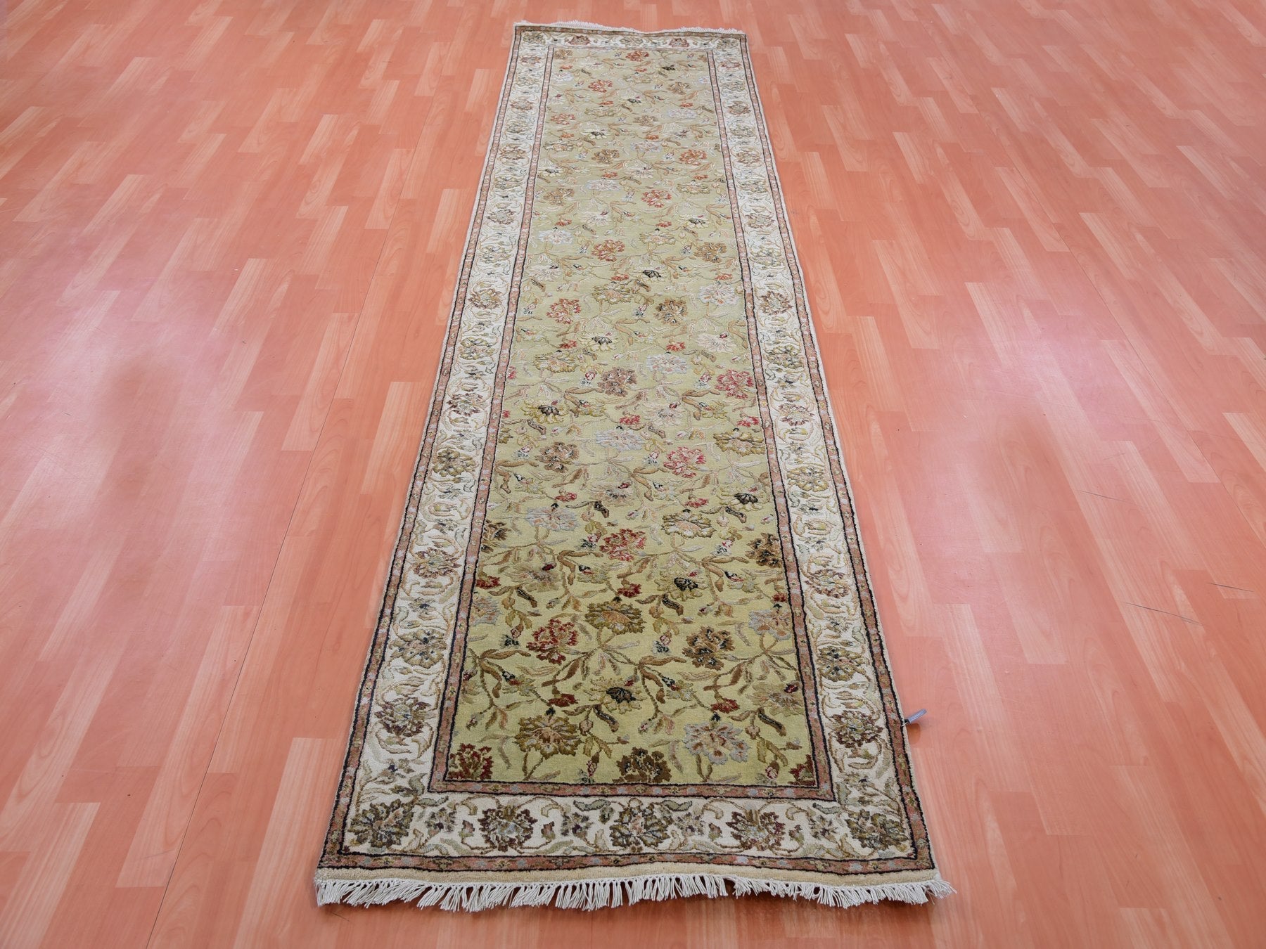 Rajasthan Traditional hand-knotted wool runner in Green, 3'0" x 12'1", SKU O075379