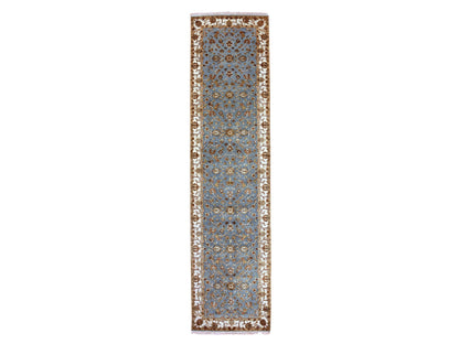 Rajasthan Traditional hand-knotted wool runner in Blue, 3'0" x 12'2", SKU O075380