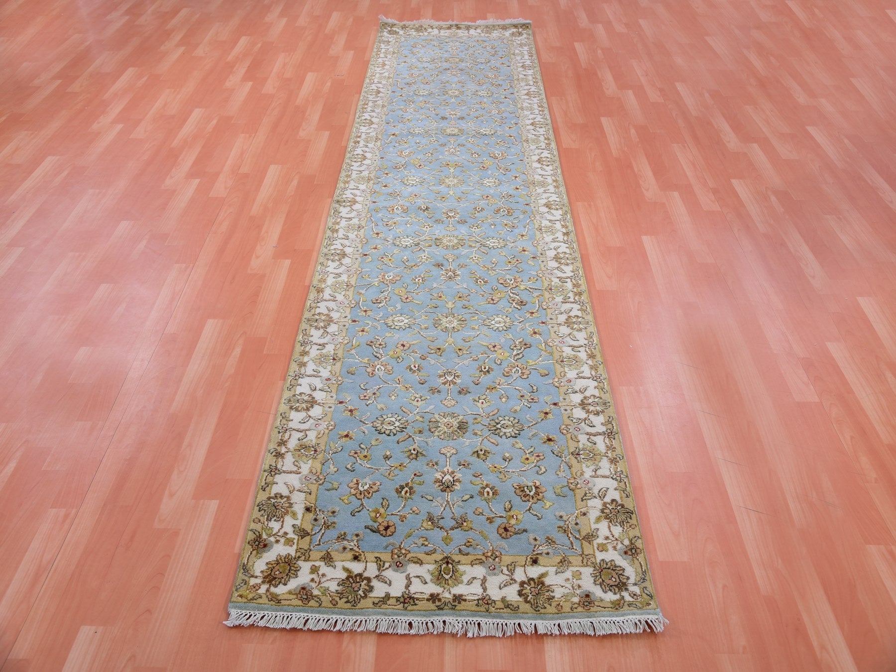 Rajasthan Traditional hand-knotted wool runner in Blue, 3'0" x 12'2", SKU O075380
