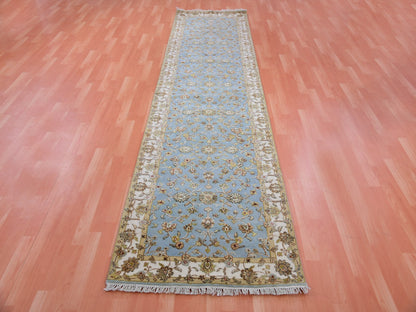 Rajasthan Traditional hand-knotted wool runner in Blue, 3'0" x 12'2", SKU O075380