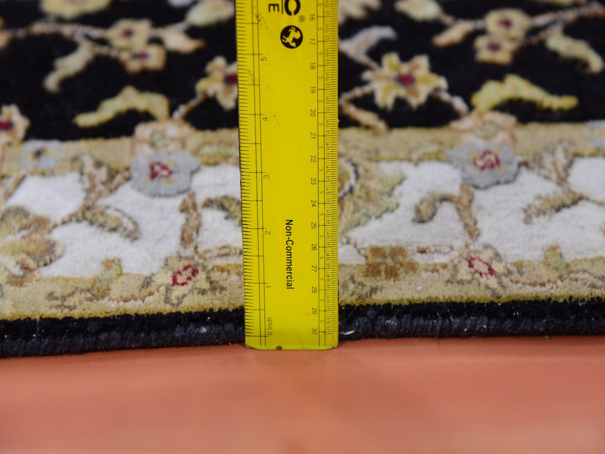 Rajasthan Traditional hand-knotted wool runner in Black, 3'1" x 12'2", SKU O075381