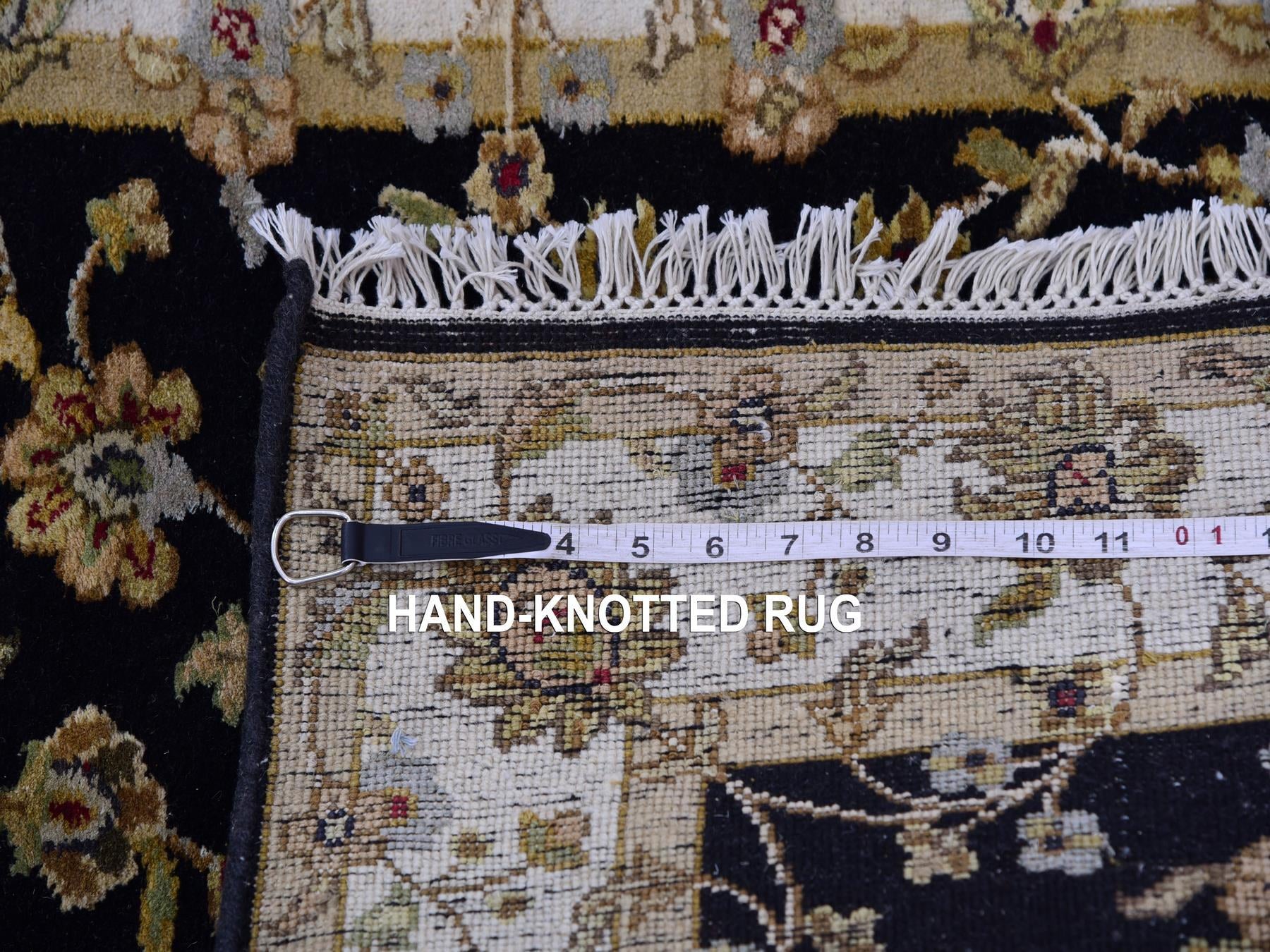 Rajasthan Traditional hand-knotted wool runner in Black, 3'1" x 12'2", SKU O075381