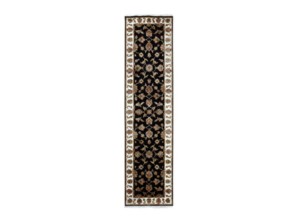 Rajasthan Traditional hand-knotted wool/silk runner in Black, 2'6" x 10'0", SKU O075383