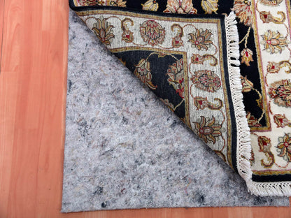 Black 2'6" x 10'0" Rajasthan Hand knotted Wool/Silk Rug - Sku: O075383
