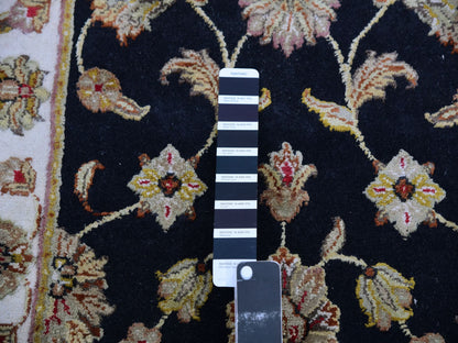 Rajasthan Traditional hand-knotted wool/silk runner in Black, 2'6" x 10'0", SKU O075383