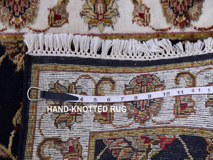 Rajasthan Traditional hand-knotted wool/silk runner in Black, 2'6" x 10'0", SKU O075383