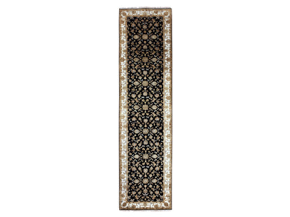 Rajasthan Traditional hand-knotted wool runner in Black, 3'1" x 12'2", SKU O075384