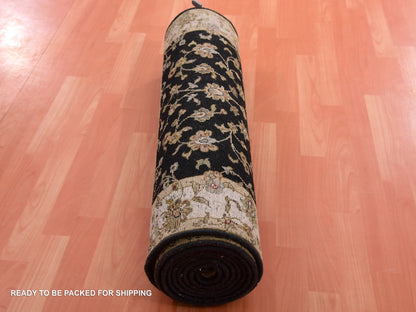 Rajasthan Traditional hand-knotted wool runner in Black, 3'1" x 12'2", SKU O075384
