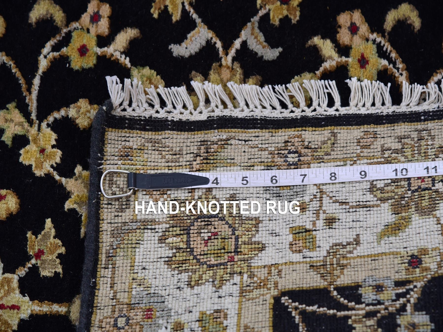Rajasthan Traditional hand-knotted wool runner in Black, 3'1" x 12'2", SKU O075384