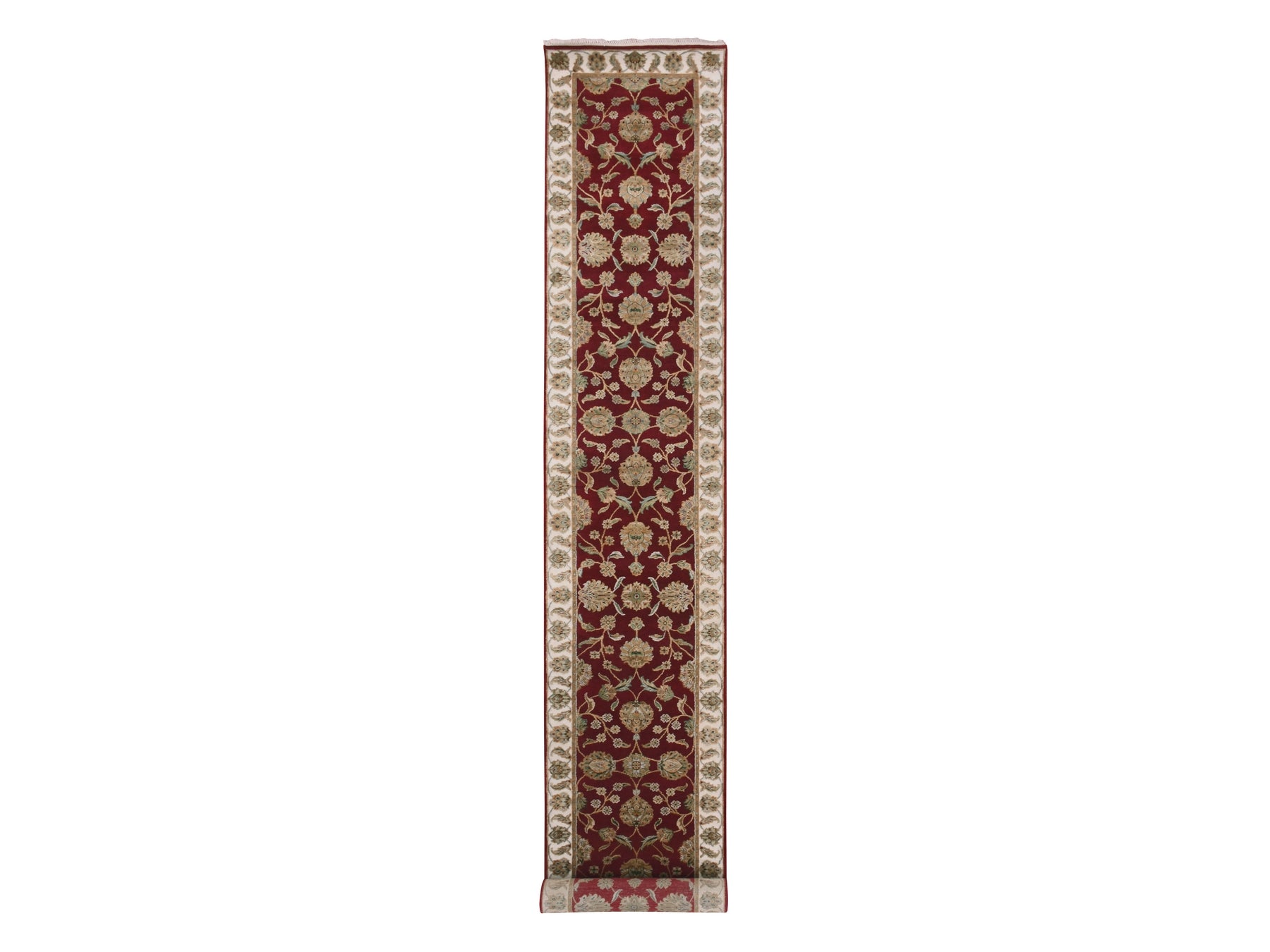 Rajasthan Traditional hand-knotted wool/silk runner in Red, 2'7" x 16'4", SKU O075385