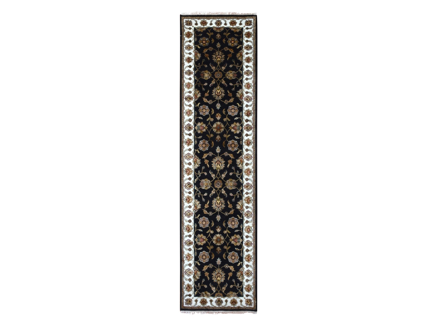 Rajasthan Traditional hand-knotted wool runner in Black, 2'6" x 10'0", SKU O075386