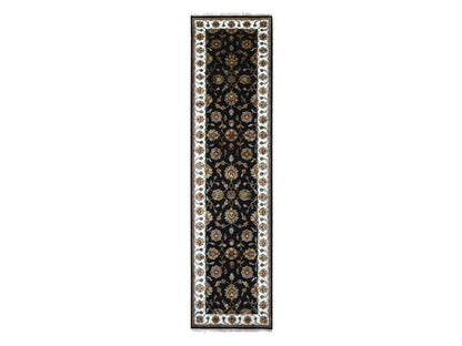 Rajasthan Traditional hand-knotted wool runner in Black, 2'6" x 10'0", SKU O075386