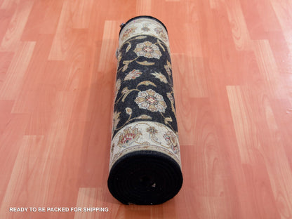 Rajasthan Traditional hand-knotted wool runner in Black, 2'6" x 10'0", SKU O075386