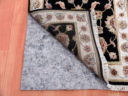 Rajasthan Traditional hand-knotted wool/silk runner in Black, 2'7" x 9'10", SKU O075388
