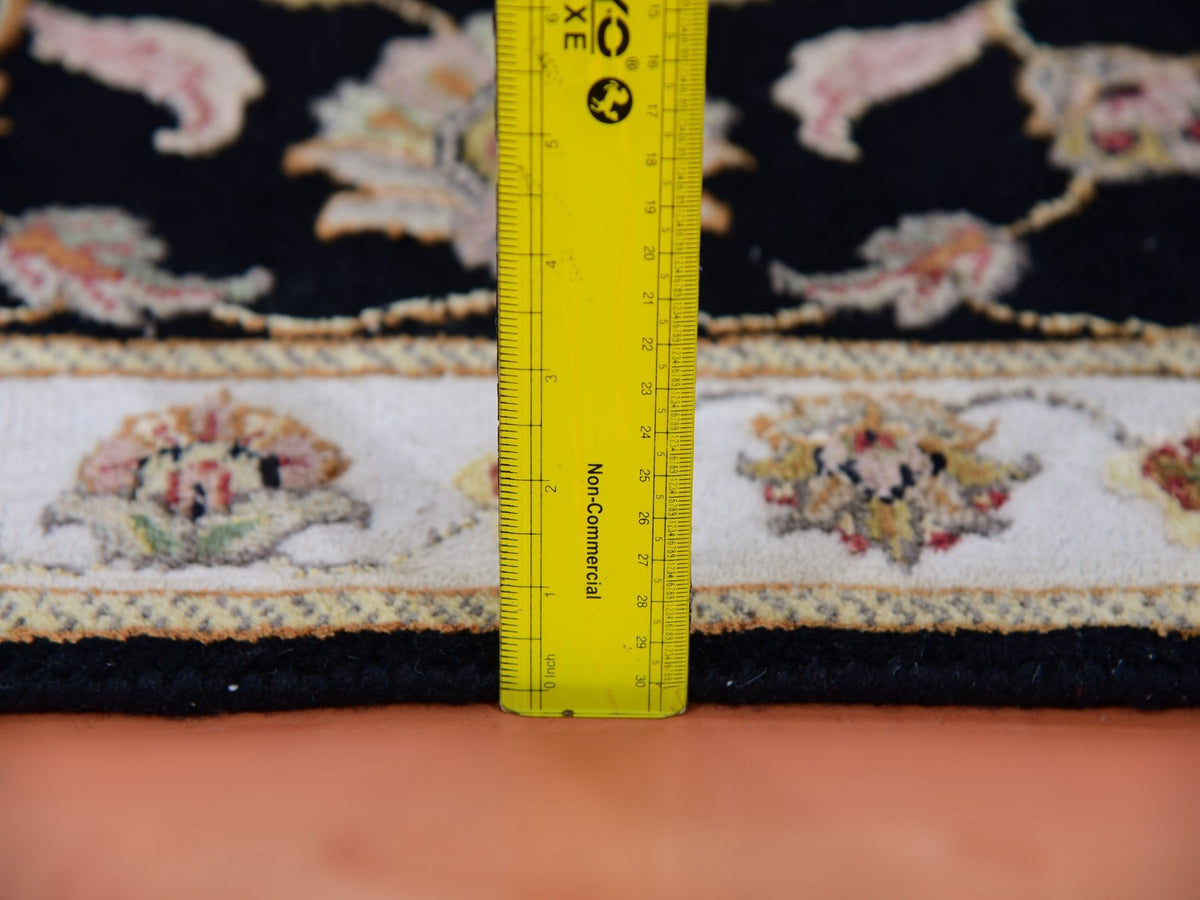 Rajasthan Traditional hand-knotted wool/silk runner in Black, 2'7" x 9'10", SKU O075388