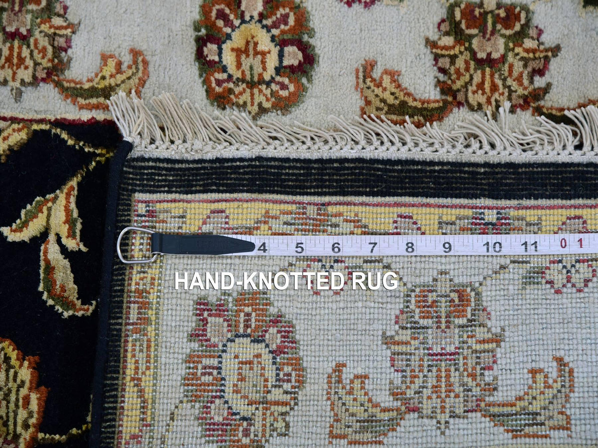 Rajasthan Traditional hand-knotted wool/silk runner in Black, 2'7" x 9'10", SKU O075388