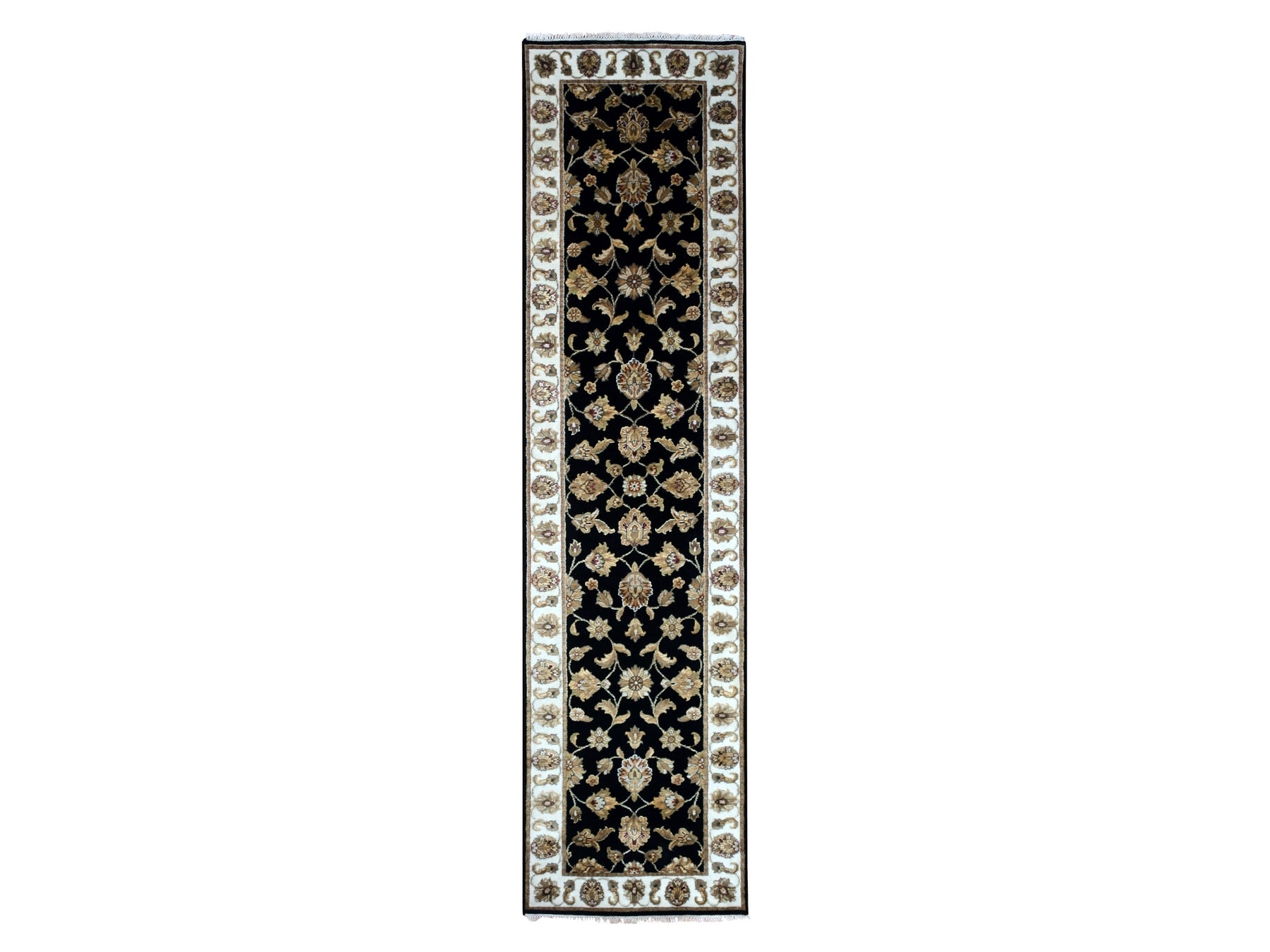 Rajasthan Traditional hand-knotted wool runner in Black, 2'5" x 9'11", SKU O075390