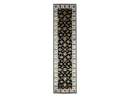 Rajasthan Traditional hand-knotted wool runner in Black, 2'5" x 9'11", SKU O075390