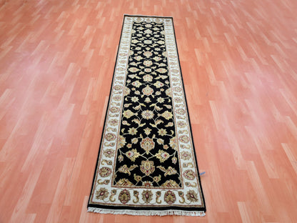 Rajasthan Traditional hand-knotted wool runner in Black, 2'5" x 9'11", SKU O075390