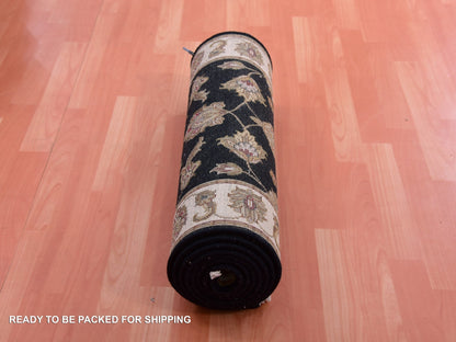 Rajasthan Traditional hand-knotted wool runner in Black, 2'5" x 9'11", SKU O075390